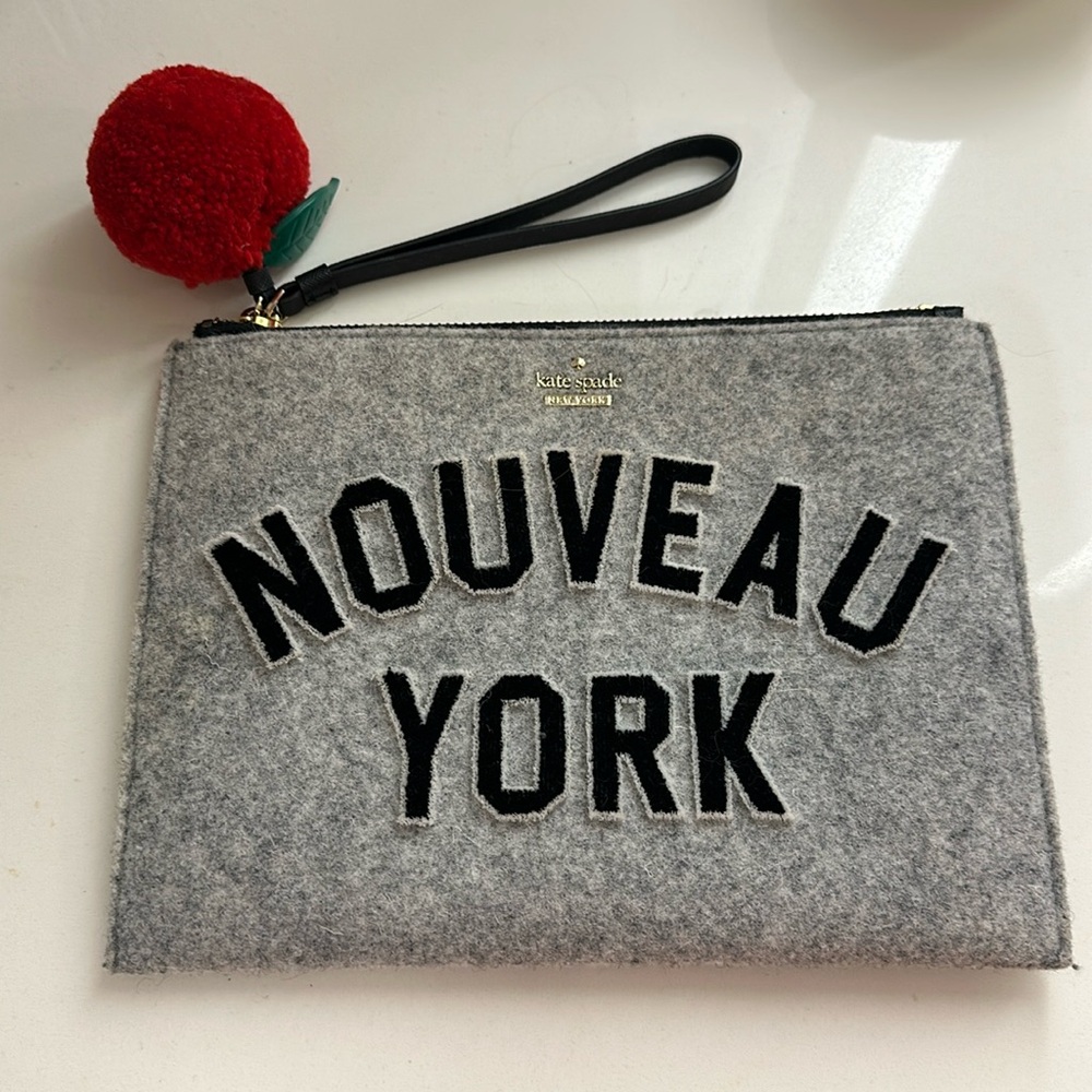 Kate Spade Nouveau York Medium Bella Pouch Light Charcoal Grey